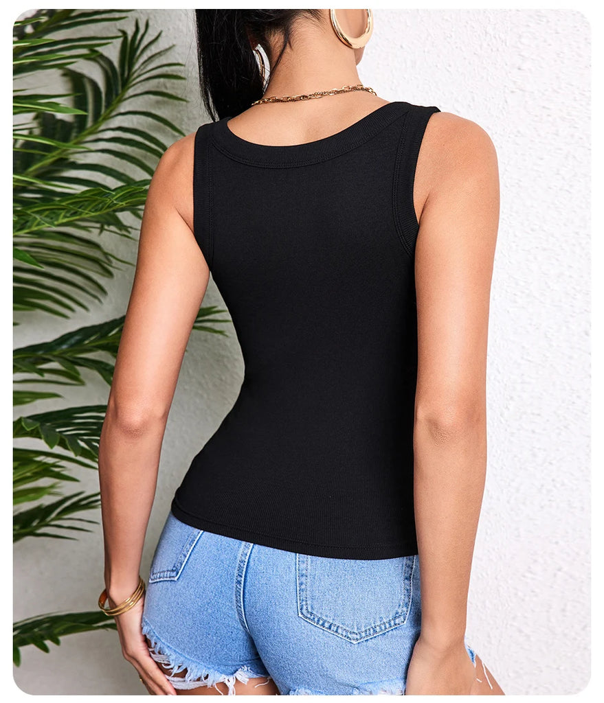 3-Piece Women’s Solid Color Knit Tank Top Vest Set