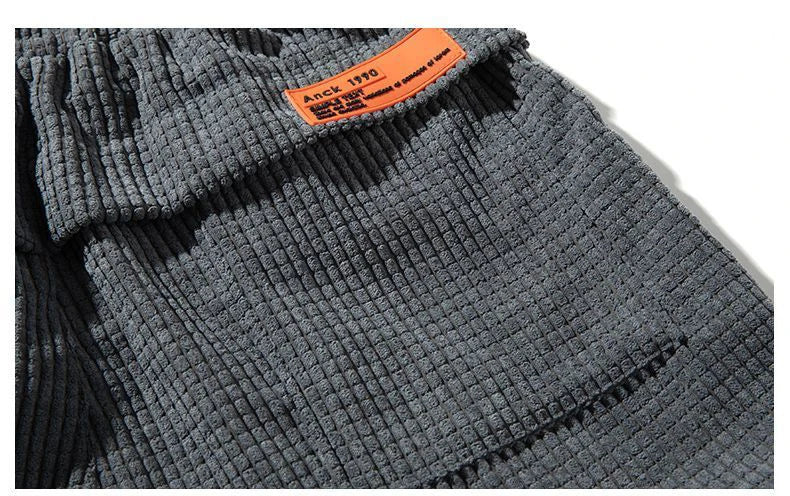Men’s Corduroy Jogger Pants – Tech Fleece Harem Sweatpants, Casual High Street Trousers
