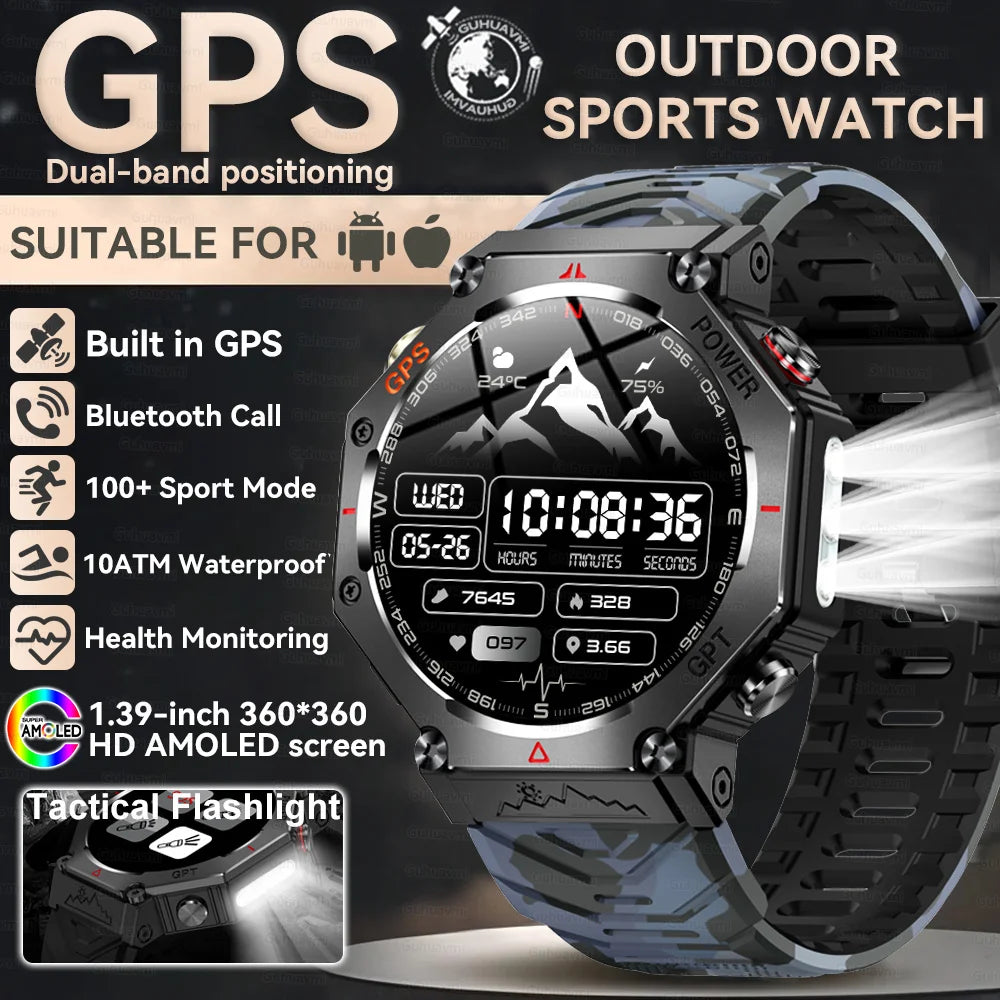 T-Rex 3 Military Smart Watch — Built-in GPS, Compass, Barometer & 10ATM IP69K Waterproof Performance