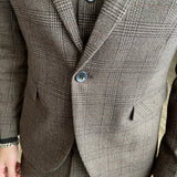 Men’s Modified Plaid Three-Piece Suit – Slim Fit England Style Vest & Trousers Set thumbnail 29