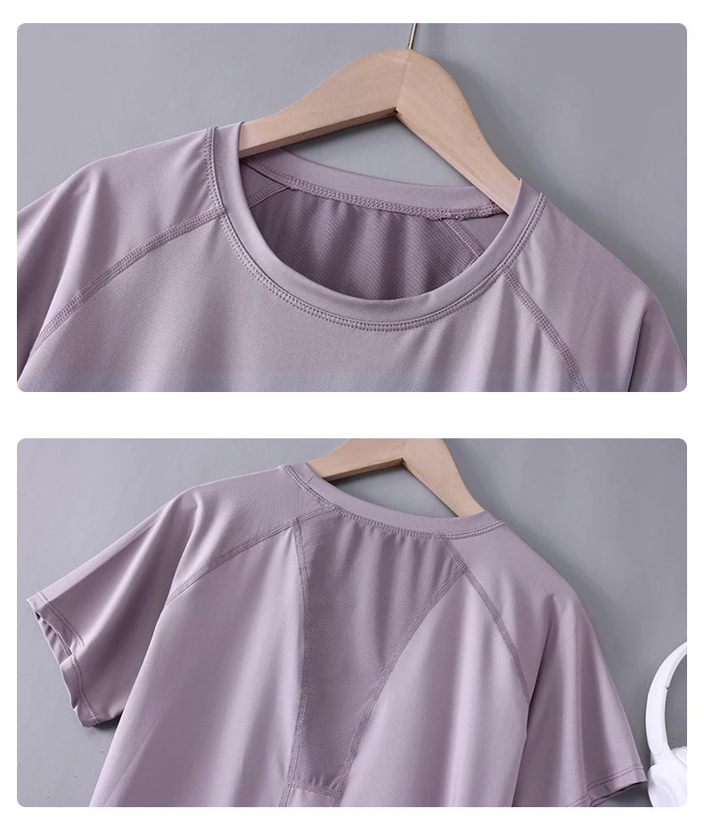 DRUR Women’s Breathable Yoga & Gym T-Shirt – Quick Dry Short Sleeve Workout Top