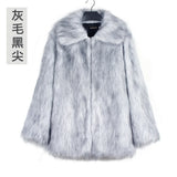 Men’s Faux Fox Fur Jacket Coat – Thick Shaggy Winter Outerwear thumbnail 22