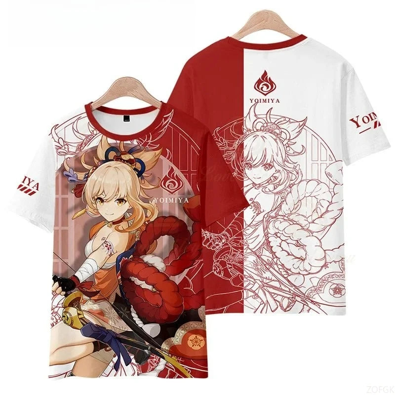 Genshin Impact Cartoon Kids T-Shirt – Unisex Short Sleeve Summer Tee for Boys & Girls
