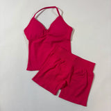 Women’s Seamless Yoga Gym Set – Backless Tank Top & High Waist Scrunch Shorts (2PCS) thumbnail 12