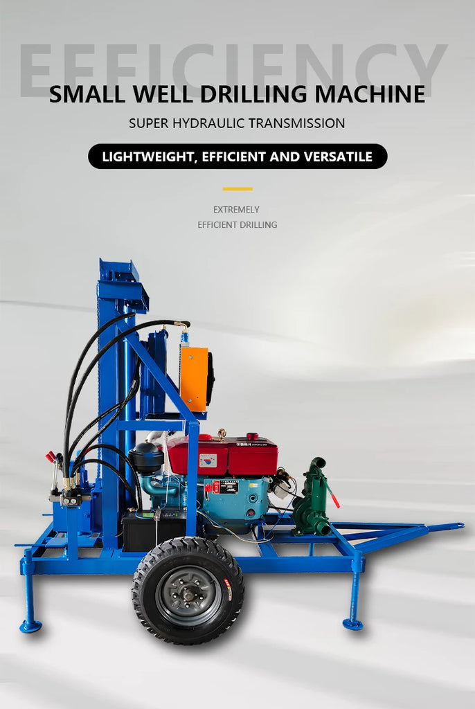 Well Drilling Rig Machine 22HP 25HP Petrol Diesel Mini Rotary Water Well Drilling Rig 100M–300M Borehole Drill with Crawler Option