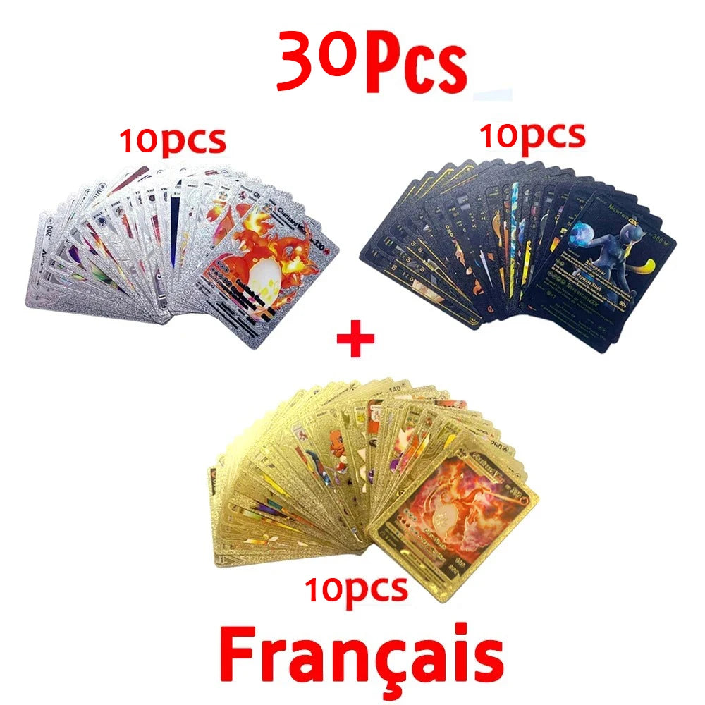 Pokemon VMAX & GX Gold Foil Flash Cards – Pikachu, Charizard, Multilingual Game Battle Collection