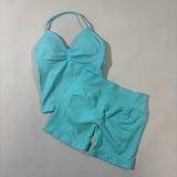 Women’s Seamless Yoga Gym Set – Backless Tank Top & High Waist Scrunch Shorts (2PCS) thumbnail 11