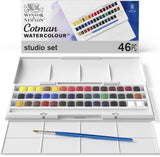 Winsor & Newton Cotman Watercolor Paint Set Studio 45 Half Pans with Brush and Palette Portable Artist Kit thumbnail 7