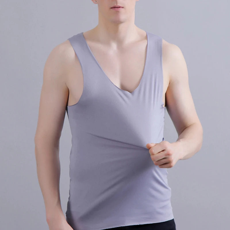 Men’s Seamless Ice Silk Tank Top Sleeveless Vest – Breathable Sport & Casual Undershirt for Gym and Summer Wear