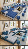 Modern U-Shaped Fabric Sofa Set with USB & Stools – Living Room Couch, Customizable Colors thumbnail 16