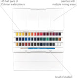 Winsor & Newton Cotman Watercolor Paint Set Studio 45 Half Pans with Brush and Palette Portable Artist Kit thumbnail 11