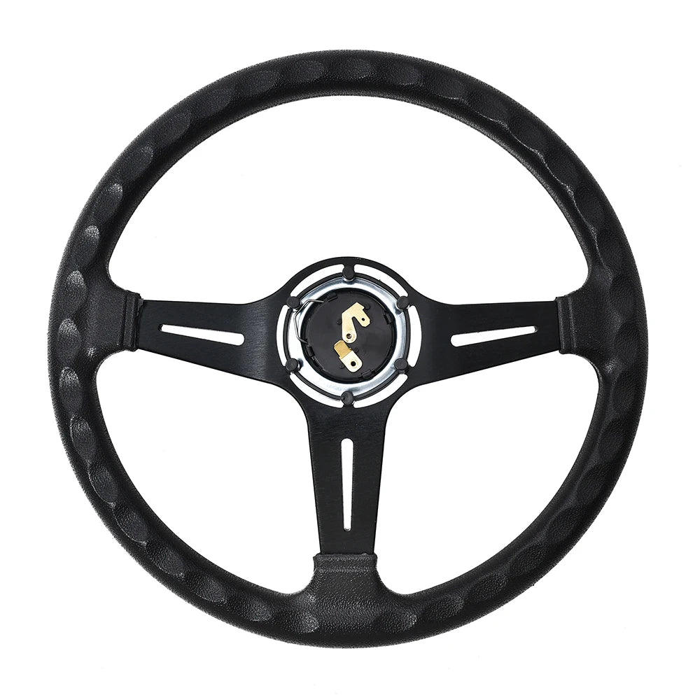 Universal 14 Inch Racing Steering Wheel Deep Dish PU Leather Drift Steering Wheel with ND Logo – Black