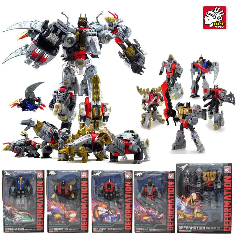 5-in-1 Dinoking Volcanicus Grimlock & Dinobots Transforming Robot Action Figures