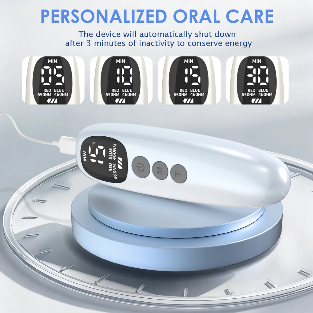 Teeth Whitening Accelerator 650nm Red and Blue LED Light Therapy Device for Gum Health and Oral Care
