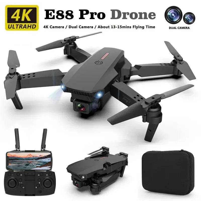 E88 Pro Drone 4K Dual Camera Foldable RC Quadcopter with WiFi FPV & Trajectory Flight