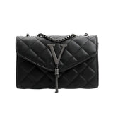 Black Luxury Quilted PU Leather Shoulder & Crossbody Bag for Women – Plaid Tassel Messenger Handbag thumbnail 5