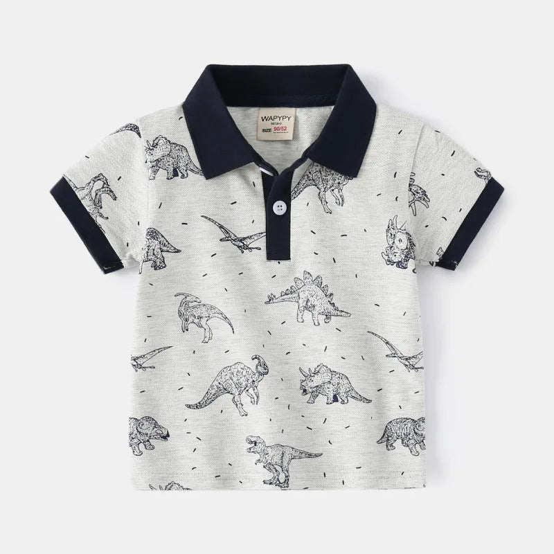 Fashion Kids Boys Polo Shirt – Luxury Stand Collar Summer Tee, Soft Breathable Cotton