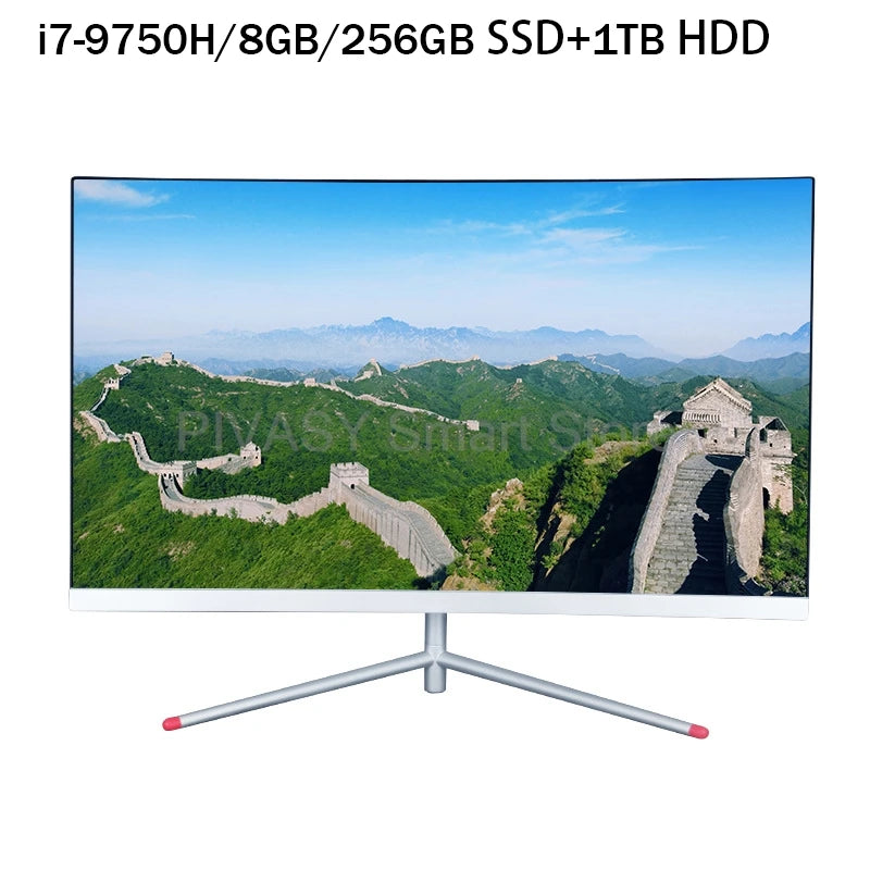 23.8-Inch Curved All-in-One PC Desktop Intel Processor 128/256GB SSD 3mm Bezel WiFi Speakers for Office, Business, and Gaming