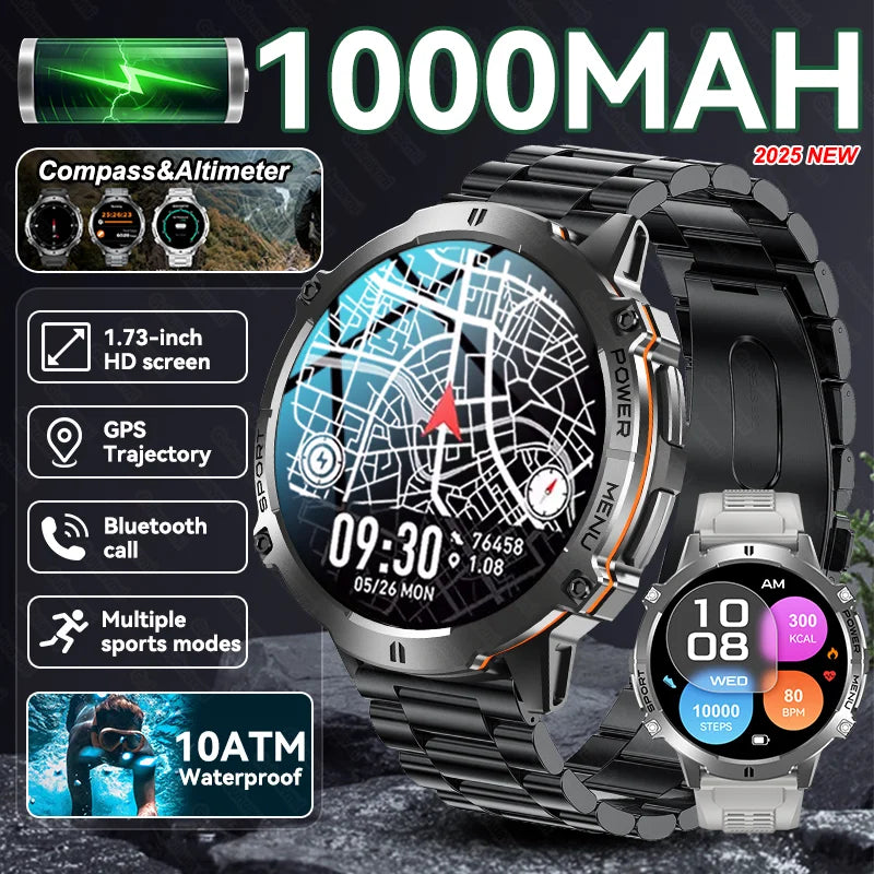 KAVSUMI X3 Outdoor GPS Smartwatch Ultra 2025 1000mAh AMOLED Display 10ATM Waterproof Bluetooth Call Sports Watch