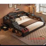 Luxury Smart Multifunctional Upholstered Bed with Massage, Bluetooth Speakers, Projector, USB & Storage – Modern King Size Tech Bed thumbnail 10