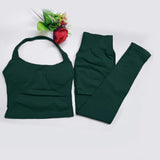 Impact Gym Set – Seamless Halter Top & High-Waist Sports Leggings Yoga Outfit (2-Piece) thumbnail 23