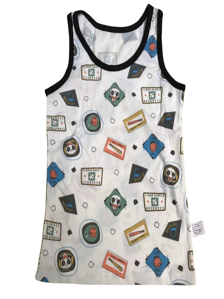 Boys Cartoon Dino Car Cotton Tank Top Singlet Underwear – Kids Summer Undershirt 3-10T