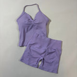 Women’s Seamless Yoga Gym Set – Backless Tank Top & High Waist Scrunch Shorts (2PCS) thumbnail 44