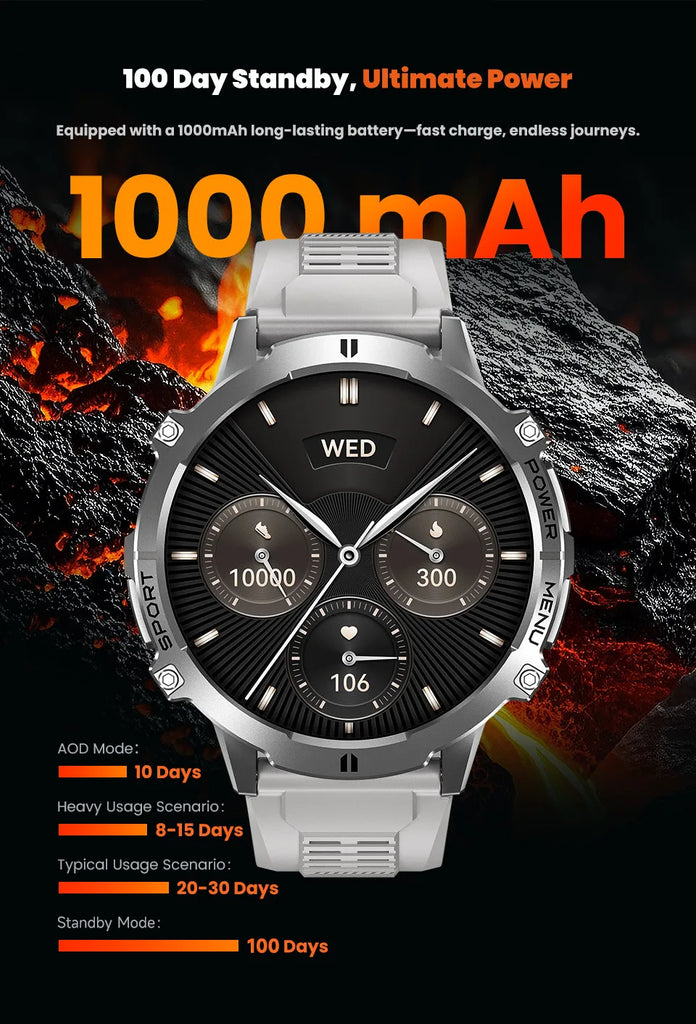 KAVSUMI X3 Outdoor GPS Smartwatch Ultra 2025 1000mAh AMOLED Display 10ATM Waterproof Bluetooth Call Sports Watch