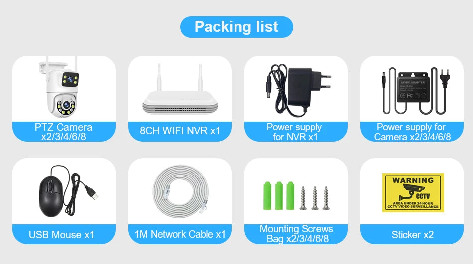 Smar 6MP Dual-Lens Wireless CCTV System 8CH NVR Kit with Audio & Night Vision
