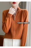 100% Wool Women’s Zipper Turtleneck Sweater – Casual Loose Knit Cardigan for Autumn/Winter thumbnail 12