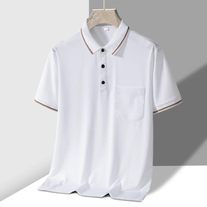 TFETTERS Men’s Polo Shirt Short Sleeve Business Casual Turn-Down Collar with Pocket
