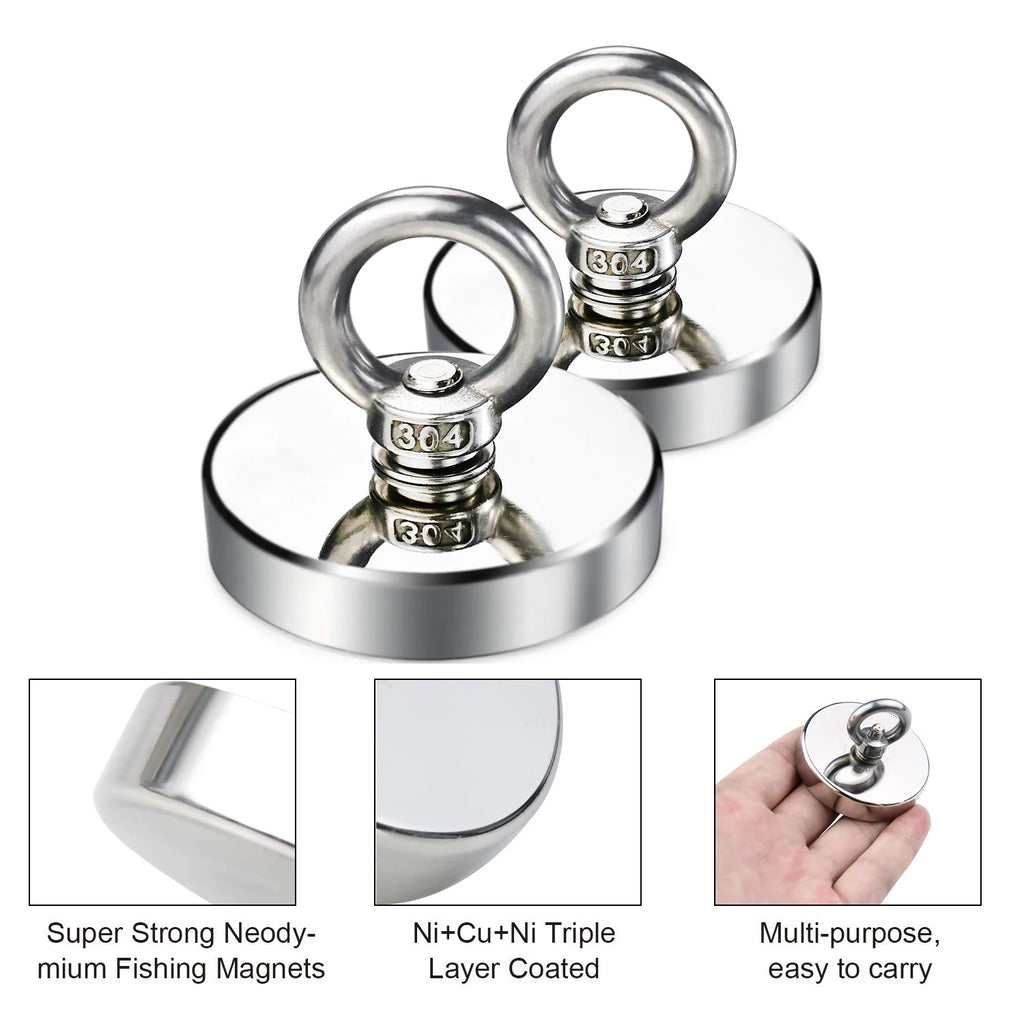 Super Strong Neodymium Fishing Magnet with Eyebolt and Countersunk Hole