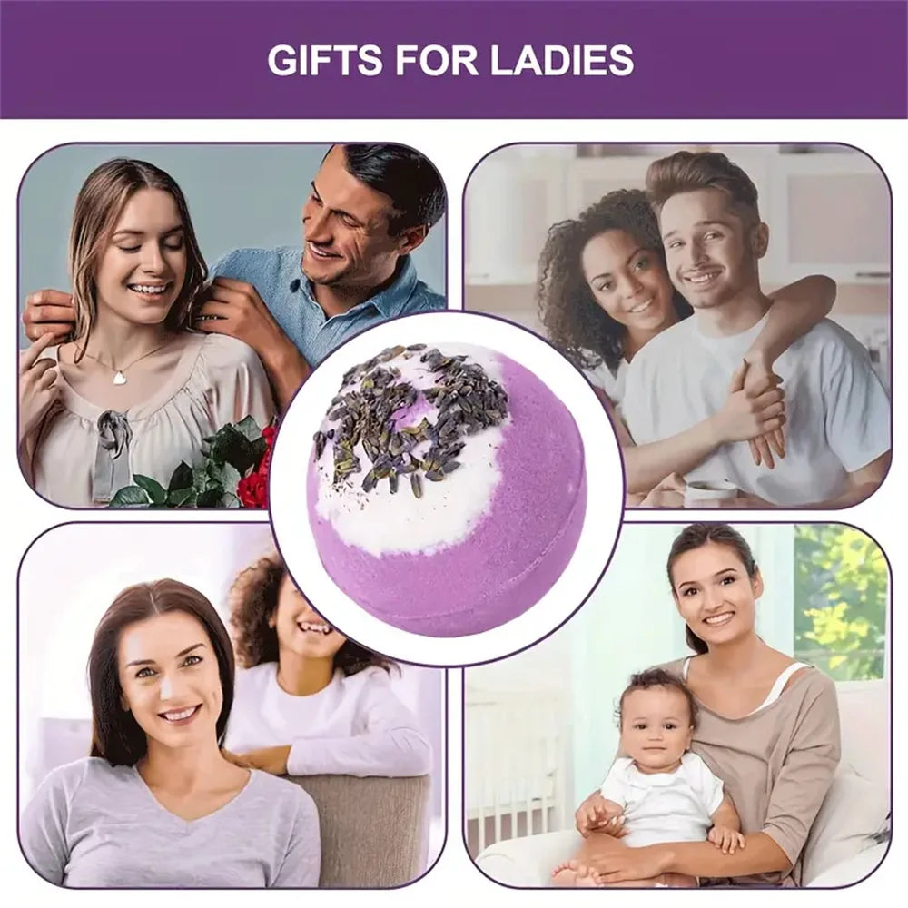 Handmade Bath Bomb Set with Essential Oils and Sea Salt – Moisturizing & Skin Peeling Bubble Ball Gift