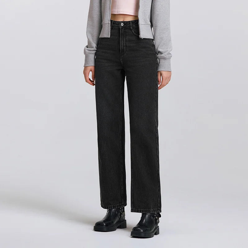 Semir Women’s Vintage Wide-Leg Jeans 2025 Spring Soft Cotton Denim Trousers