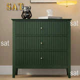 Green Fluted 3 Drawer Modern Dresser Nightstand – 32 Inch Wide Wood Chest of Drawers thumbnail 9