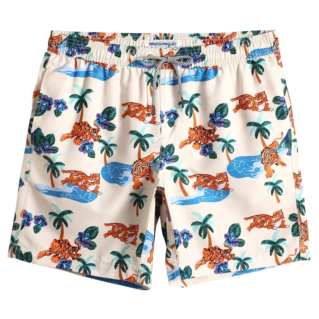 Men's 3D Shark Print Swim Shorts – Beach Board Shorts for Men & Kids