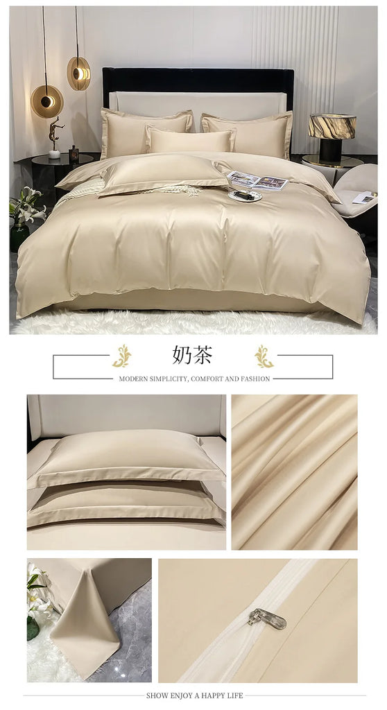 Luxury 100% Egyptian Cotton Bedding Set – Duvet Cover & Pillowcases, Soft Bed Linen for Double, Queen, King Size Beds