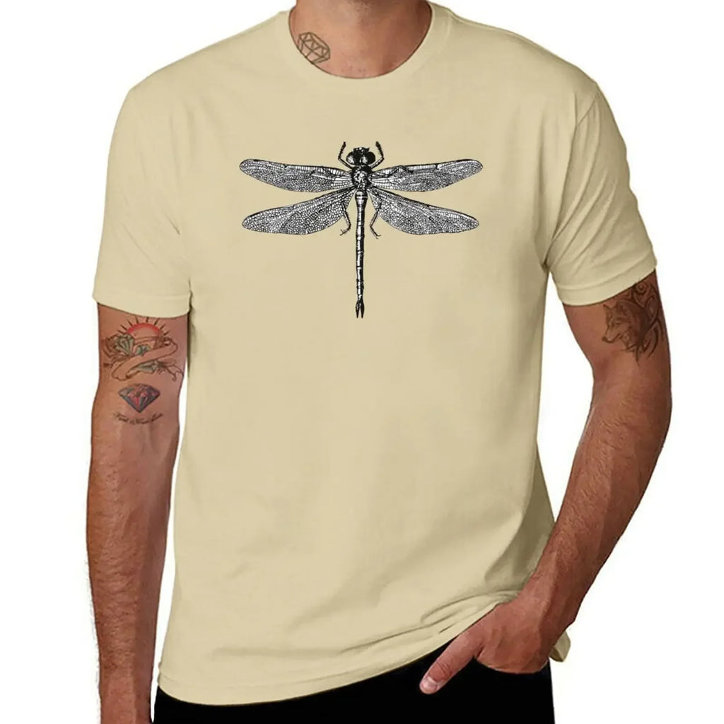 Men’s Dragonfly Print T-Shirt – Quick-Dry Cotton Casual Tee