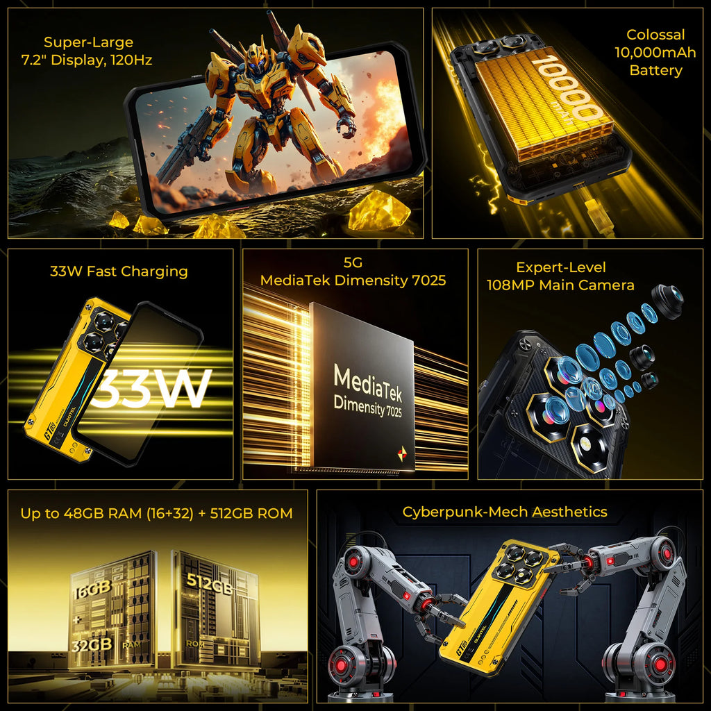 OUKITEL WP60 Rugged Smartphone 7.2” HD+ Display, 10000mAh, 108MP Camera, 48GB+512GB, Android 15, NFC, 120Hz
