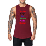 DIY Custom Logo Gym Tank Top for Men – Cotton Muscle Sleeveless Workout Vest thumbnail 13