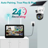 100% Wire-Free Solar PTZ Dual Lens 12.5" LCD Monitor 10CH WiFi NVR 8MP 4K Wireless Home Security Camera System thumbnail 2