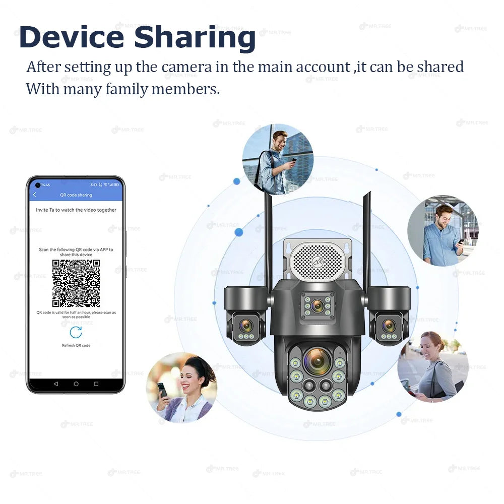 20MP 4-Lens Solar 4G Outdoor Security Camera with 60X Optical Zoom & Auto Tracking