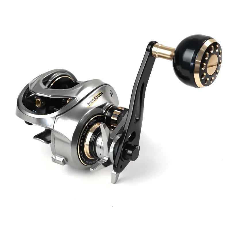 SeaSir Megacuda 15KG Drag Baitcasting Reel – Deep Spool, Aluminum Frame, Carbon Side, Double Handle Jigging Reel for Fresh & Saltwater Fishing