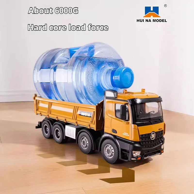 536 12-Channel 1:14 Alloy Remote Control 8-Wheel Heavy-Duty Engineering Dump Truck Toy with Lights