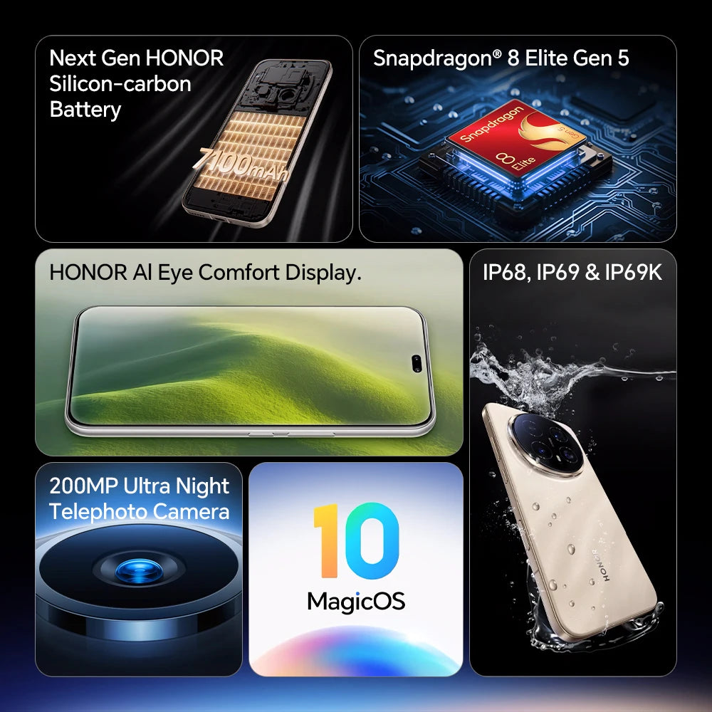 Global Version HONOR Magic8 Pro 6.71'' 120Hz OLED, Snapdragon 8 Elite Gen 5, 7100mAh Battery, 100W SuperCharge Smartphone