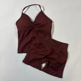 Women’s Seamless Yoga Gym Set – Backless Tank Top & High Waist Scrunch Shorts (2PCS) thumbnail 49