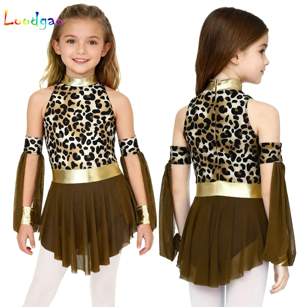 Kids Leopard Savage Caveman Costume – Prehistoric Cave Dress with Gloves for Halloween and Carnival