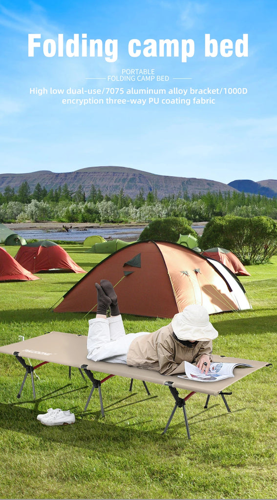 PACOONE Folding Camping Cot – Portable Outdoor Bed for Adults & Kids