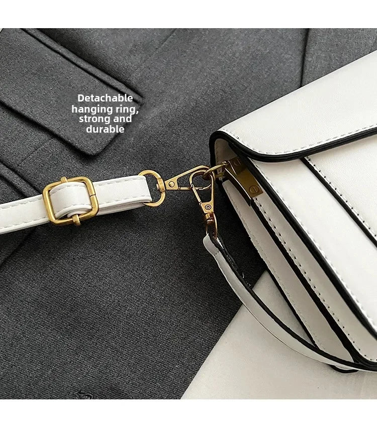 Women’s High-End Pure Color Square Shoulder Bag – Multi-Layer Minimalist Commuter Handbag