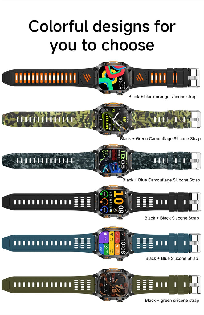 Military-Grade GPS Smartwatch for Men – 2.01” AMOLED, Bluetooth Calling, 3ATM Waterproof, 100+ Sports, 540mAh Battery